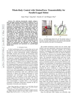 Whole-Body Control with Motion/Force Transmissibility for
  Parallel-Legged Robot