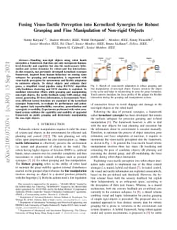 Fusing Visuo-Tactile Perception into Kernelized Synergies for Robust
  Grasping and Fine Manipulation of Non-rigid Objects
