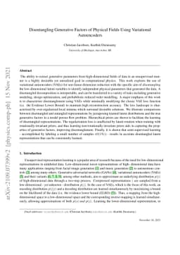 Disentangling Generative Factors of Physical Fields Using Variational
  Autoencoders