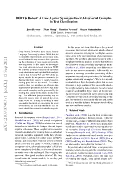 BERT is Robust! A Case Against Synonym-Based Adversarial Examples in
  Text Classification
