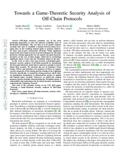 Towards a Game-Theoretic Security Analysis of Off-Chain Protocols