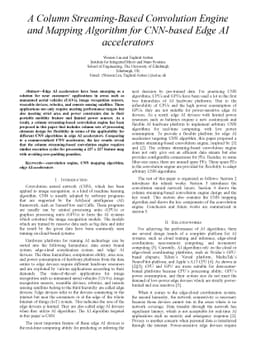 A Column Streaming-Based Convolution Engine and Mapping Algorithm for
  CNN-based Edge AI accelerators