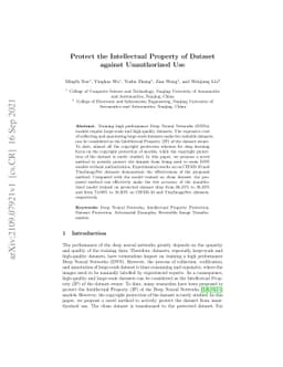 Protect the Intellectual Property of Dataset against Unauthorized Use