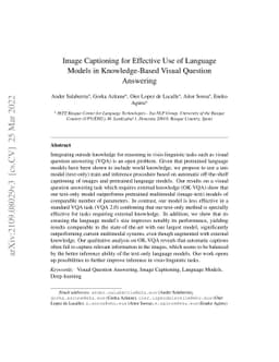 Image Captioning for Effective Use of Language Models in Knowledge-Based
  Visual Question Answering