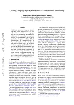 Locating Language-Specific Information in Contextualized Embeddings