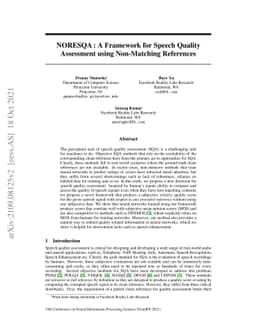 NORESQA: A Framework for Speech Quality Assessment using Non-Matching
  References