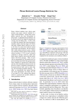 Phrase Retrieval Learns Passage Retrieval, Too