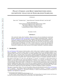 Policy Choice and Best Arm Identification: Asymptotic Analysis of
  Exploration Sampling