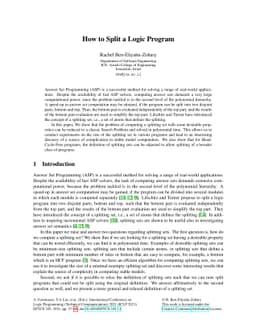 How to Split a Logic Program