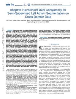 Adaptive Hierarchical Dual Consistency for Semi-Supervised Left Atrium
  Segmentation on Cross-Domain Data