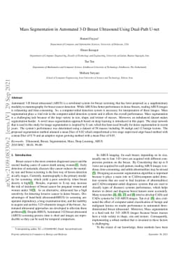 Mass Segmentation in Automated 3-D Breast Ultrasound Using Dual-Path
  U-net