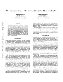 When a Computer Cracks a Joke: Automated Generation of Humorous
  Headlines