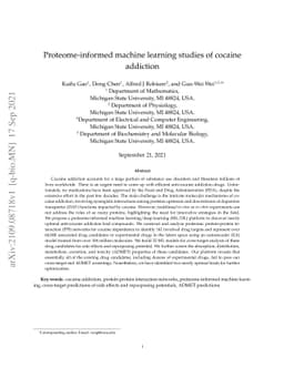 Proteome-informed machine learning studies of cocaine addiction