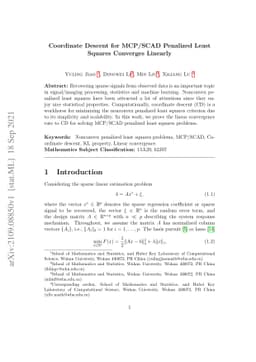 Coordinate Descent for MCP/SCAD Penalized Least Squares Converges
  Linearly
