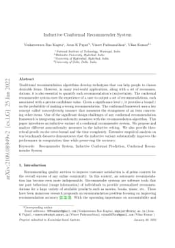 Inductive Conformal Recommender System