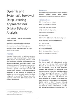 Dynamic and Systematic Survey of Deep Learning Approaches for Driving
  Behavior Analysis