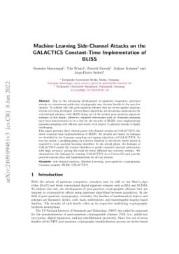 Machine-Learning Side-Channel Attacks on the GALACTICS Constant-Time
  Implementation of BLISS
