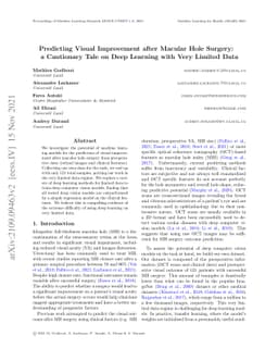 Predicting Visual Improvement after Macular Hole Surgery: a Cautionary
  Tale on Deep Learning with Very Limited Data