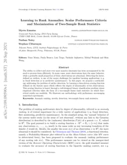 Learning to Rank Anomalies: Scalar Performance Criteria and Maximization
  of Two-Sample Rank Statistics