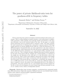 The power of private likelihood-ratio tests for goodness-of-fit in
  frequency tables