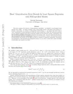 `Basic' Generalization Error Bounds for Least Squares Regression with
  Well-specified Models