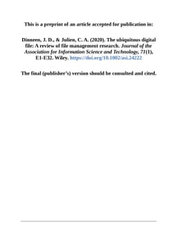 The ubiquitous digital file: A review of file management research