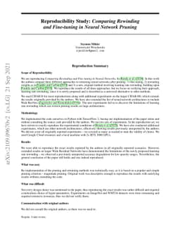 Reproducibility Study: Comparing Rewinding and Fine-tuning in Neural
  Network Pruning