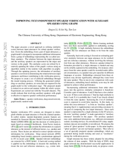 Improving Text-Independent Speaker Verification with Auxiliary Speakers
  Using Graph