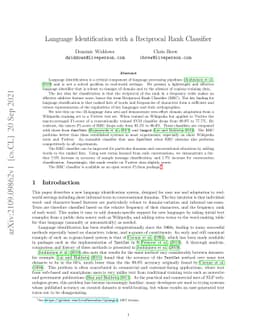 Language Identification with a Reciprocal Rank Classifier