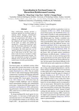 Generalization in Text-based Games via Hierarchical Reinforcement
  Learning