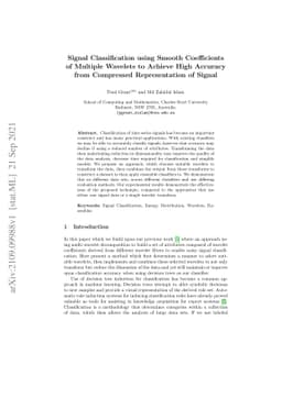 Signal Classification using Smooth Coefficients of Multiple wavelets