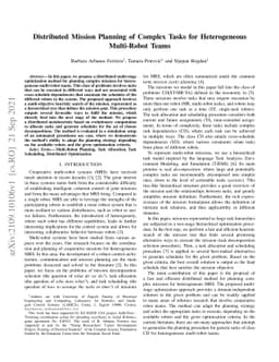 Distributed Mission Planning of Complex Tasks for Heterogeneous
  Multi-Robot Teams