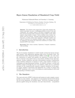 Bayes Linear Emulation of Simulated Crop Yield