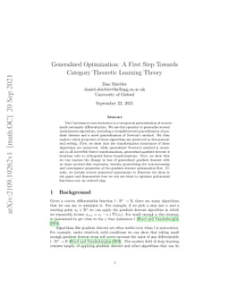 Generalized Optimization: A First Step Towards Category Theoretic
  Learning Theory
