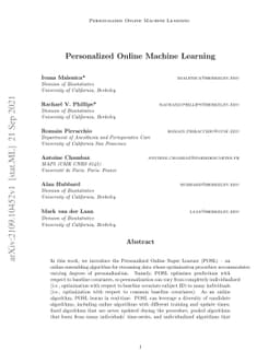 Personalized Online Machine Learning