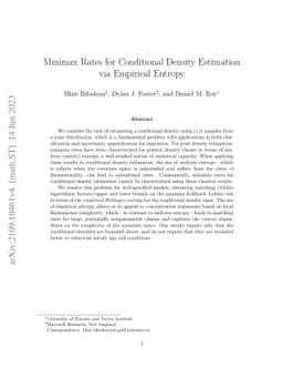 Minimax Rates for Conditional Density Estimation via Empirical Entropy