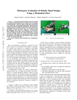 Third-party Evaluation of Robotic Hand Designs Using a Mechanical Glove