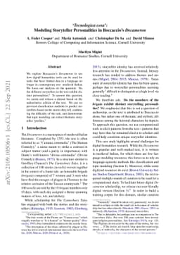 Tecnologica cosa: Modeling Storyteller Personalities in Boccaccio's
  Decameron