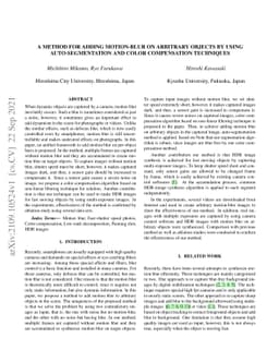 A Method For Adding Motion-Blur on Arbitrary Objects By using
  Auto-Segmentation and Color Compensation Techniques