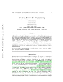 Reactive Answer Set Programming