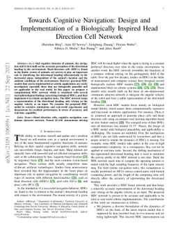 Towards Cognitive Navigation: Design and Implementation of a
  Biologically Inspired Head Direction Cell Network