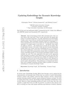 Updating Embeddings for Dynamic Knowledge Graphs