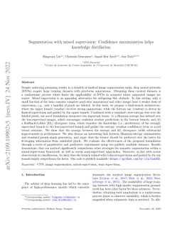 Segmentation with mixed supervision: Confidence maximization helps
  knowledge distillation
