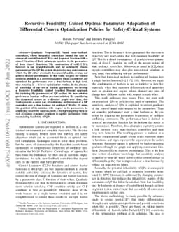 Recursive Feasibility Guided Optimal Parameter Adaptation of
  Differential Convex Optimization Policies for Safety-Critical Systems