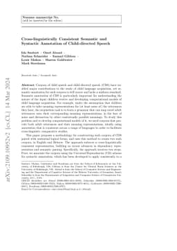 Cross-linguistically Consistent Semantic and Syntactic Annotation of
  Child-directed Speech