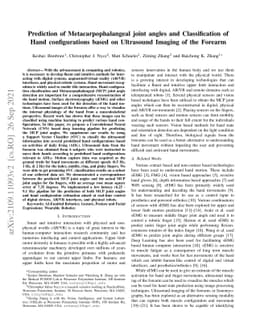 Prediction of Metacarpophalangeal joint angles and Classification of
  Hand configurations based on Ultrasound Imaging of the Forearm