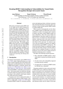 Breaking BERT: Understanding its Vulnerabilities for Named Entity
  Recognition through Adversarial Attack