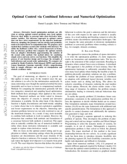 Optimal Control via Combined Inference and Numerical Optimization