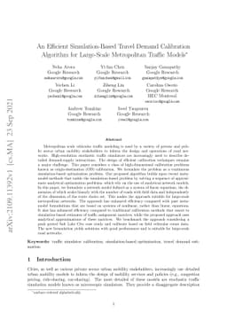 An Efficient Simulation-Based Travel Demand Calibration Algorithm for
  Large-Scale Metropolitan Traffic Models