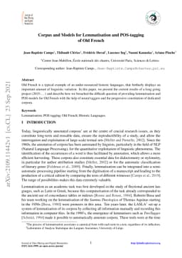 Corpus and Models for Lemmatisation and POS-tagging of Old French